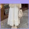 White Lace High Waist A Line Long Skirt For Casual Travel And Date Night
