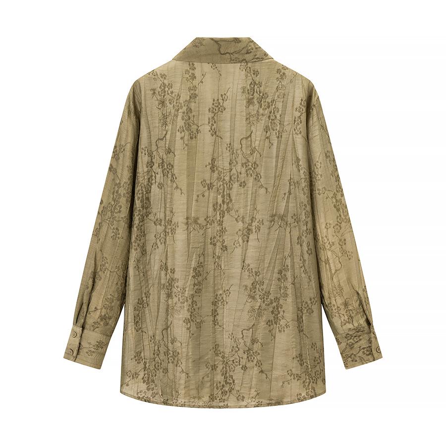 Europäisches & Amerikanisches Damen Jacquard Lockeres Hemd und Lässige Hose Zweiteiliges Set