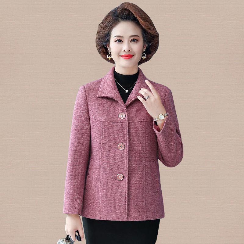 Women's Wool Coat for Ages 40-60: Thickened Autumn & Winter Overcoat with Cotton - Short Style