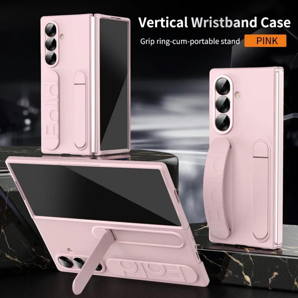 Lyxigt handledsband Bärbar stativhållare Multifunktionellt phone case för Samsung Z Fold 7 6 5 4 3 Stötsäkert Skyddande baksidesskydd