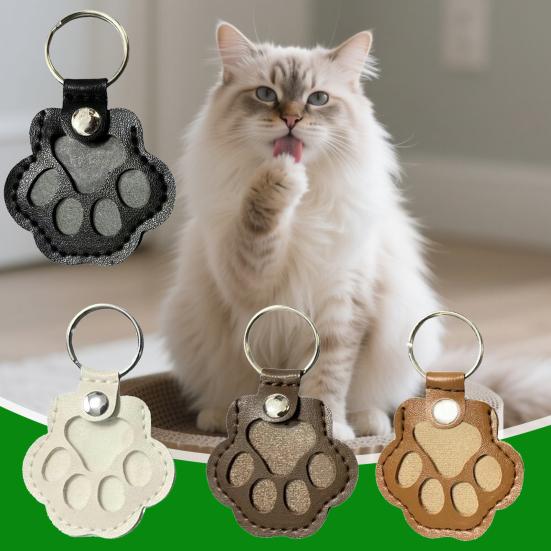 Pet Hair Storage Keychain Faux Leather Paw Shape Fillable Pendant Keychain with Keyring Pet Memorial Keychain Keepsake Gift for Dog Cat Lovers