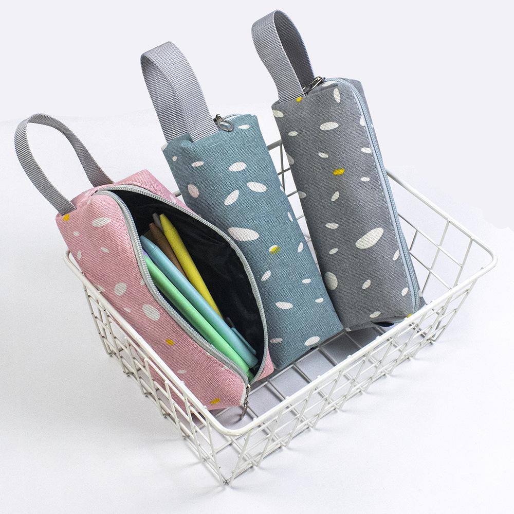 Bojin Korean-Style Canvas Pencil Case - Large Capacity Handheld Bag for Students