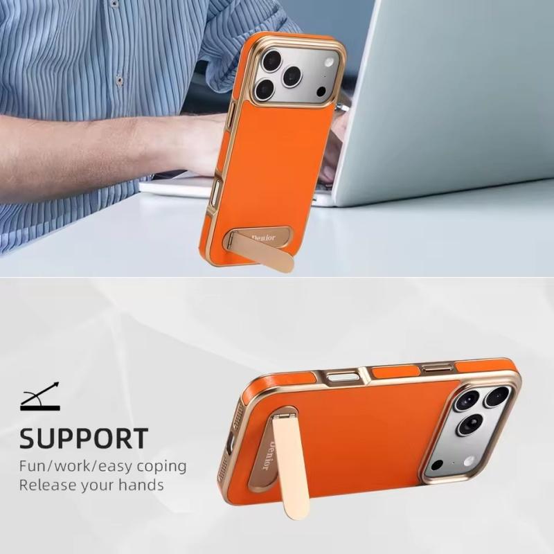 Geeignet für iPhone 17 16 15 14 13 Pro Max Plus Air-Leder magnetisch kabelloses Laden versteckte Halterung Handyhüllen