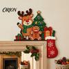 Wooden Holiday Door Frame Sign Christmas Topper Stickers, Seasonal Decoration, L-shaped Corner Santa Claus Wall Decor for Home Decor, Festive