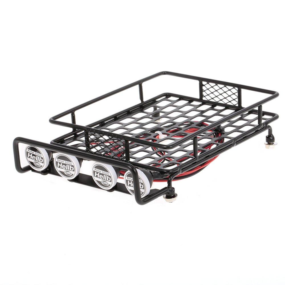 Goolsky Roof RackShelfLuggage Carrier with Light Bar for 110 Scale RC Crawlers, Axial SCX10, D90, 110, Traxxas TRX-4, Tamiya HSP, RC Car Parts
