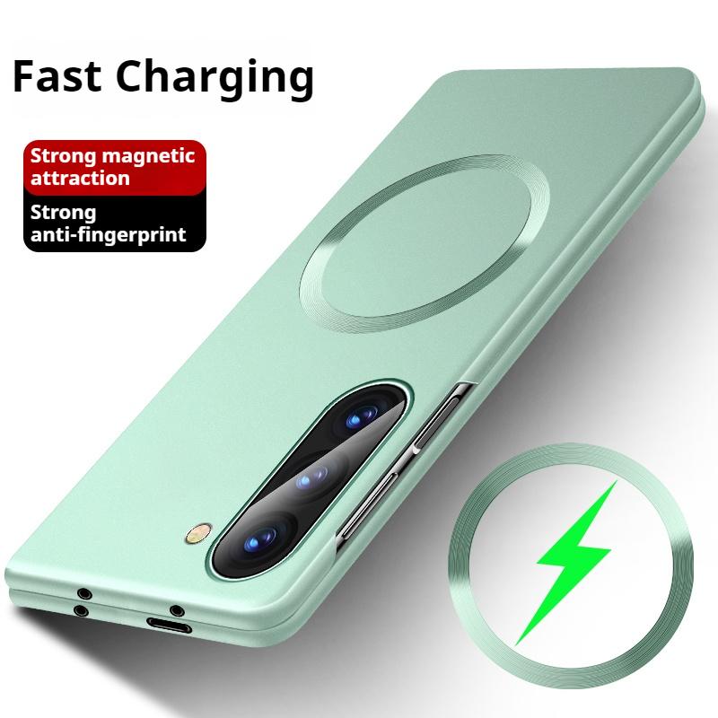 For Magsafe Metal Paint Plating Magnetic Frosted Case For Samsung Z Fold 7 6 5 4 3 ZFlip 7 6 5 4 3 Wireless Charge Slim PC Cover