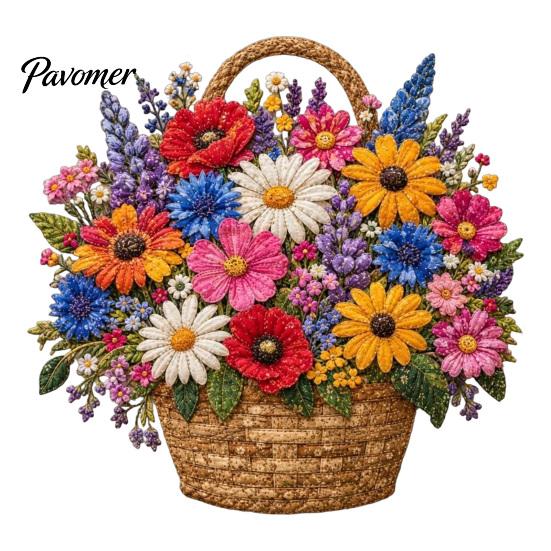 Schichtstoff Bastelblumenkorb Patchwork DIY-Set, Blumen Anfängerfreundliche Nähsets 3D Florales Projekt für Erwachsene, Handgemachte Geschenkidee