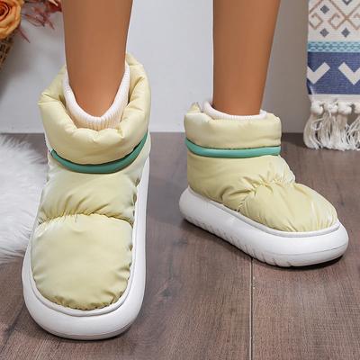Damen Winterschuhe mit Baumwolle gepolstert Warme Schuhe Dicke Sohle Daunen Wasserdichte Schneestiefel für Damen 2024 Rutschfeste Plattform Knöchel Botas Mujer