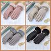 Autumn Winter Warm Suede Gloves Plus Velvet Thickened Plush Decor Cuff Gloves Outdoor Coldproof Touchscreen Riding Ski Gloves