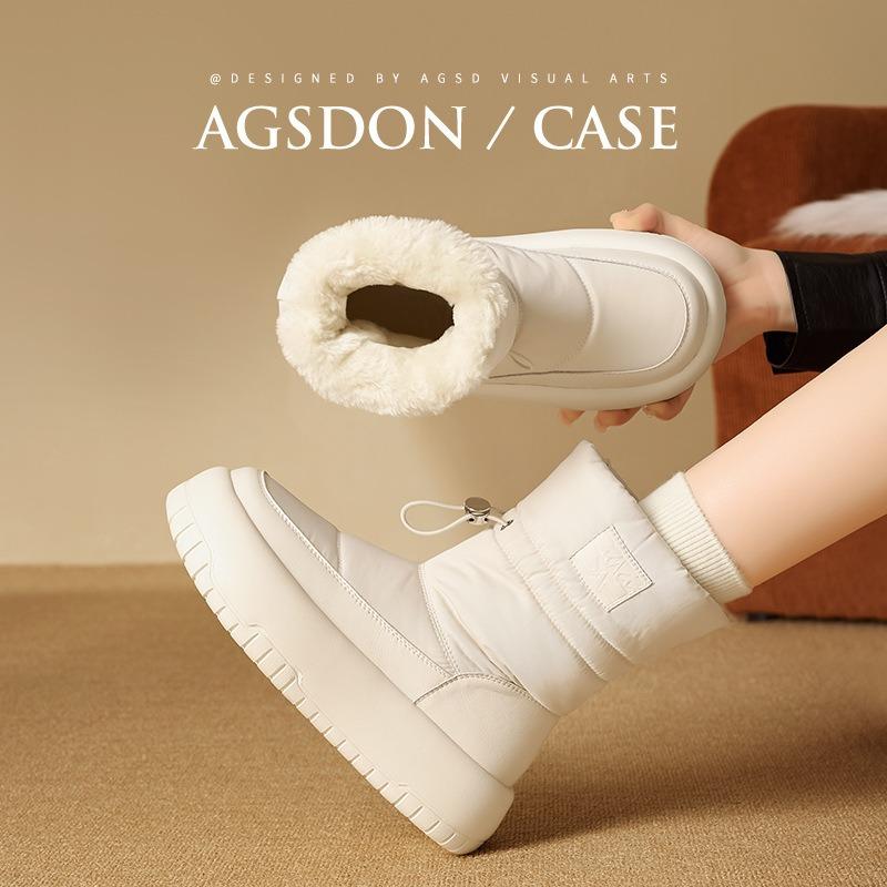 Augustine Outdoor Snow Boots Women's New Winter Platform Sports Short Boots Piled and Thickened White Cotton Shoes