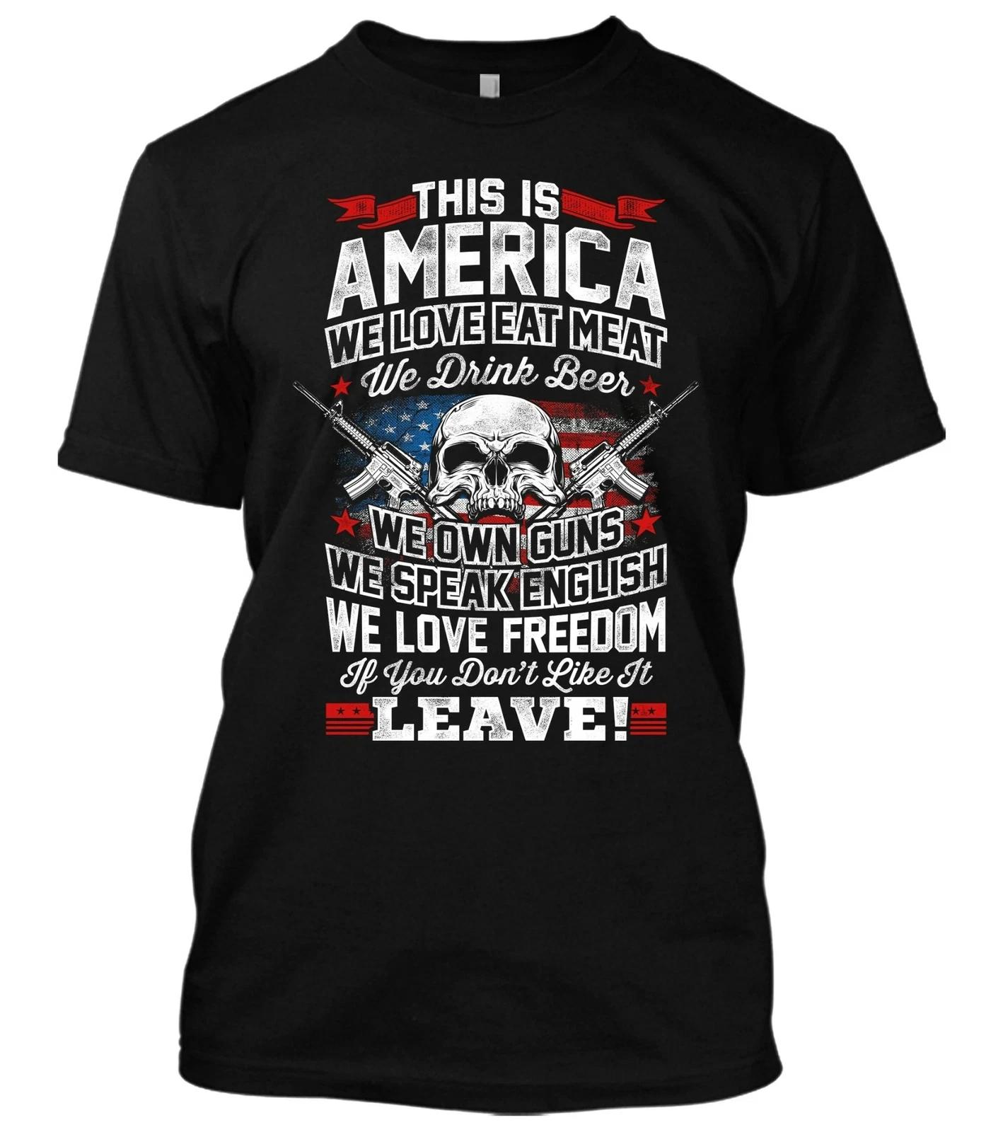 This Is America Drink Beer Love Meat Guns Flag Patriotic American Flag T-Shirt 4XL