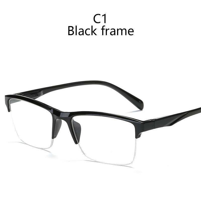 Half Frame Reading Glasses Presbyopic Eyewear Male Female Far Sight Glasses Ultra Light Black With Strength +75 To +400
