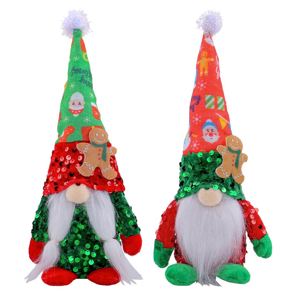Christmas Gingerbread Man Faceless Doll Ornament Sequined Hat Rudolph Doll Christmas Window Ornament