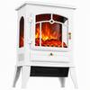 Elektrischer Kamin freistehend mit 3-Seiten-Panorama, Elektrischer Kamin, 39x24x57 cm Weiß