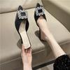 Pantofi noi pentru femei Muli noi Pantofi cu toc înalt pentru femei Mocasini de modă pentru nuntă Femei Sandale cu strasuri cu vârf ascuțit Doamnelor Zapatos Mujer