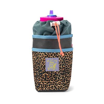 Bolsa para Manillar BLUE LUG con Portabebidas y Bolsa para Accesorios para Bicicletas X-Pac y Ciclismo, Touring, (Gris/Estampado de Leopardo)