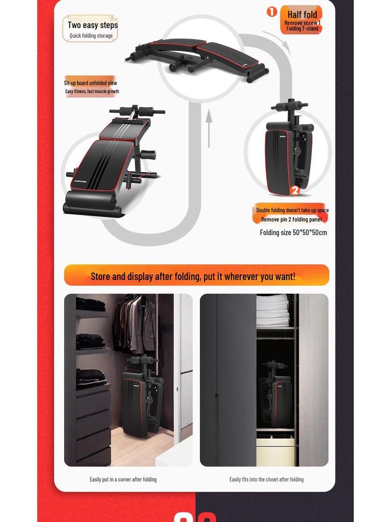 Multifunctional Folding Sit-up Board for Men's Abdominal Training and Home Fitness