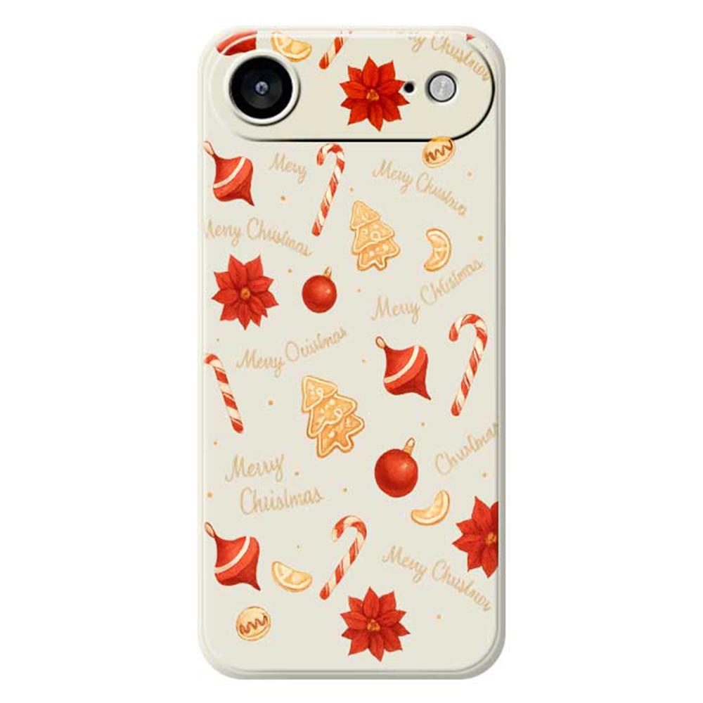 

For iPhone 17 Air Case Christmas Big Candy Pattern Printing Straight Edge TPU Phone Back Cover Beige