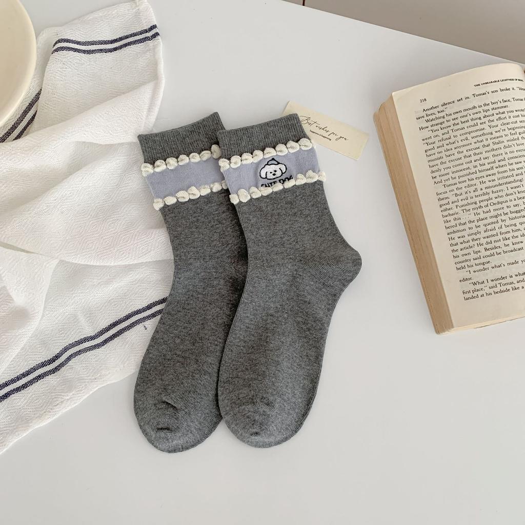 Early Autumn Puppy Socks, Women'S Style, Cute Women'S Socks, Collegiate Style, Comfortable Cotton Socks, And Socks