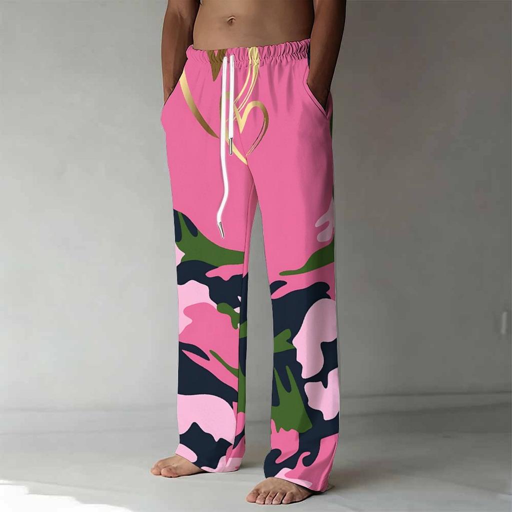 Herren Lockere Lässige Einfarbige Hose Camouflage Muster Gerade Hose