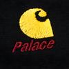 Palace X Carhartt WIP FW23 Hanocă cu glugă unisex, cu logo brodat clasic, serie Chase, marca co-brandă, cu șnur, negru I033560-NEGRU