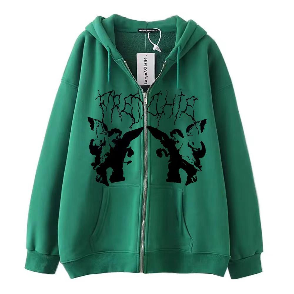 2023 Nuevo Cárdigan con Capucha Europeo y Americano con Cremallera Sudadera Retro Abrigo de Pareja Oversize de Moda Urbana para Hombre y Mujer