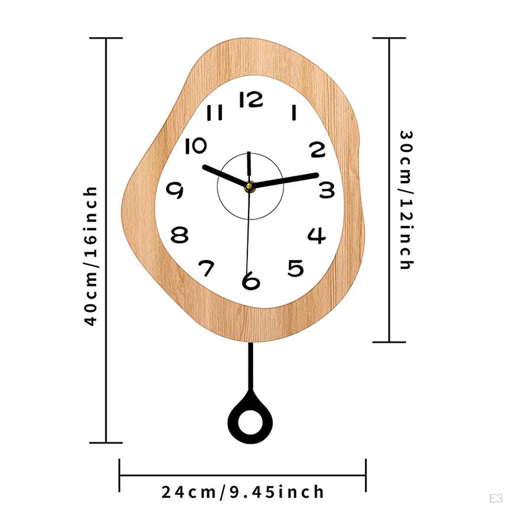 Wall Clock Hanging Easy Read Silent with Pendulum for Office Home Bedroom