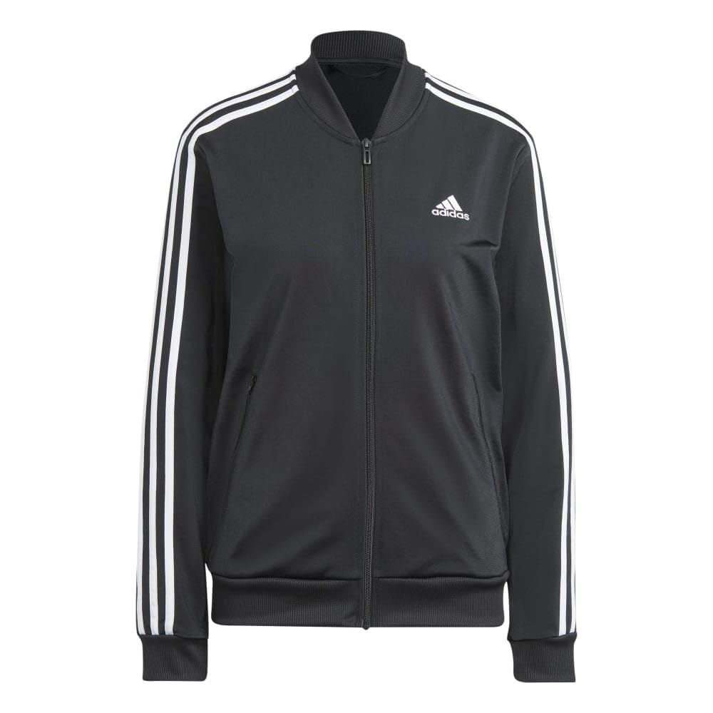 Adidas Essentials Tracksuit 3-Stripes Set, Women's, Top Black/White, Bottom Black/White (IJ8781) J/L