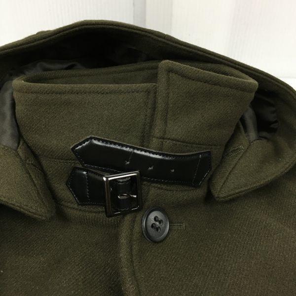 JOURNAL STANDARD Wool Short Coat Olive Men's S with Hood and Leather Belt(USED)