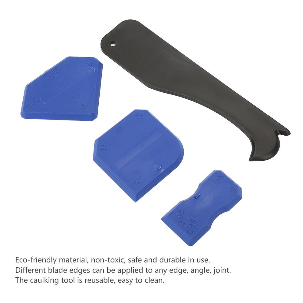 4PCS Caulk Tools Kit Silicone Sealant Remover Shovel Glass Cement Caulking Scraper (Blue)