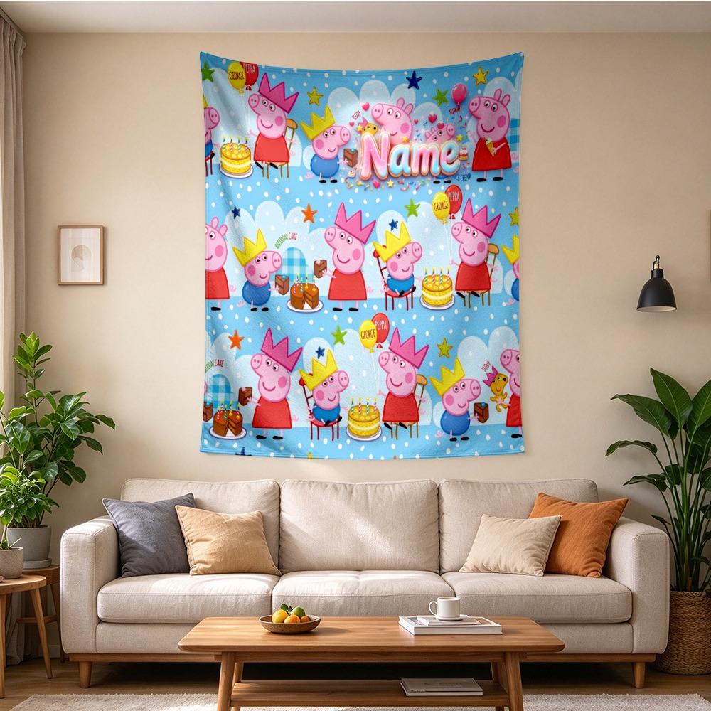 Custom Name Birthday Party Tapestry Wall Hanging for Bedroom, Living Room & Dorm Decor, Modern Home Wall Art