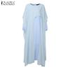 ZANZEA Kvinner Casual Falsk Todelt Chiffon Patchwork Langermet Lang Kjole