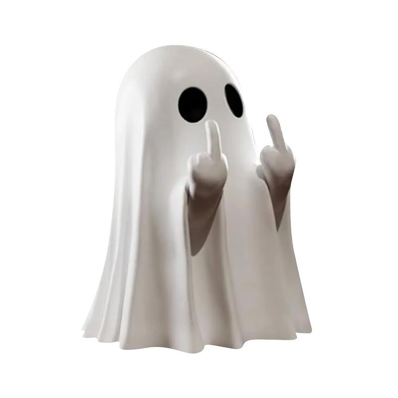 

Halloween Ornaments Cute Middle Finger Ghost Statue Funny Decorations PVC Material Office Home Desktop Creative Decoration