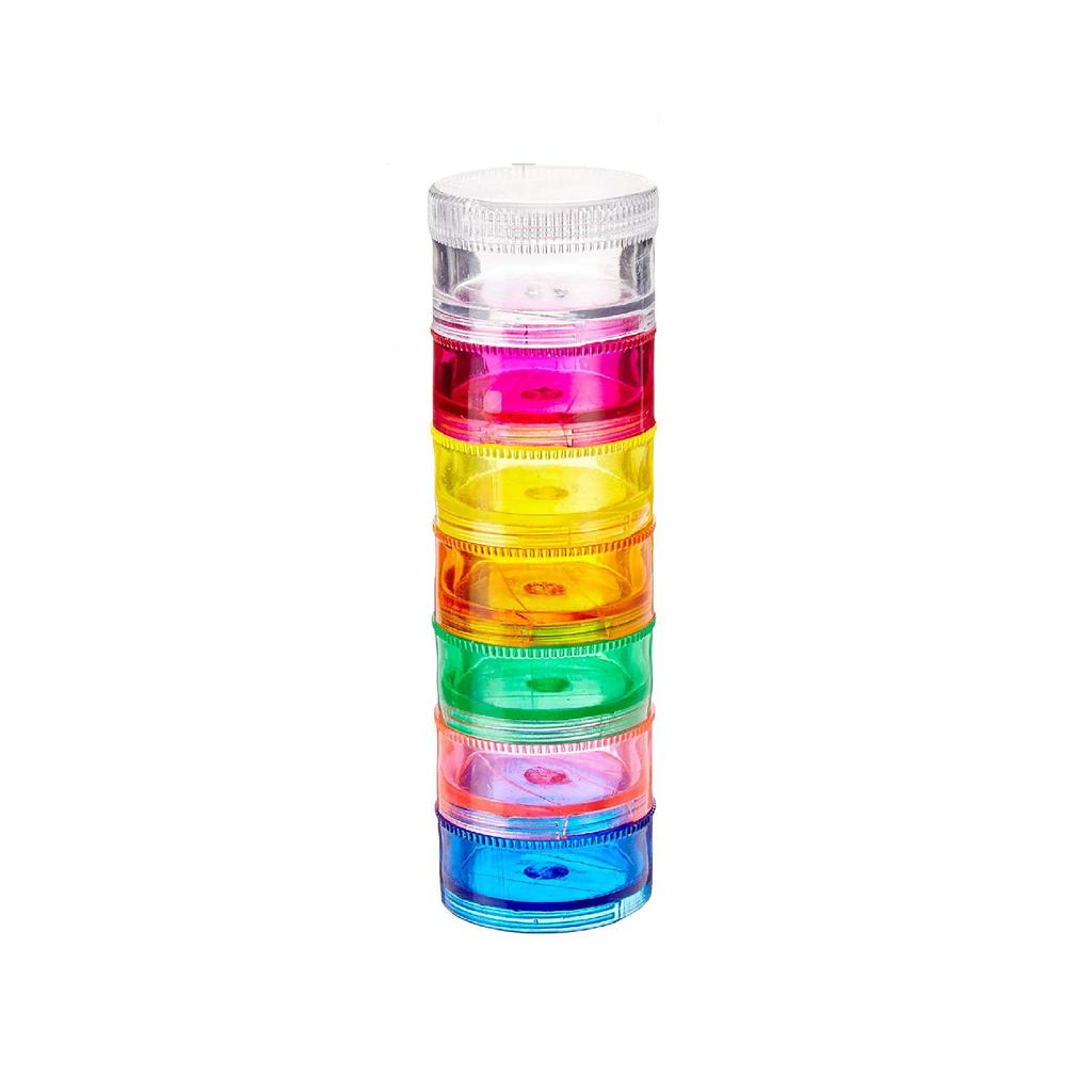 2 Pack Rainbow Pill Organizer Case 7 Day Stackable Tower Box Medicine Planner Small Case for Medications Vitamins and Supplement