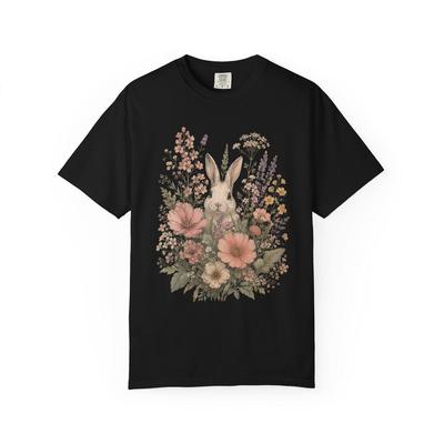 Vintage Floral Bunny T-Shirt | Cottagecore Rabbit Graphic Tee | Botanical Wildflower Shirt | Nature Lover Gift | Cute Spring Unisex Tee