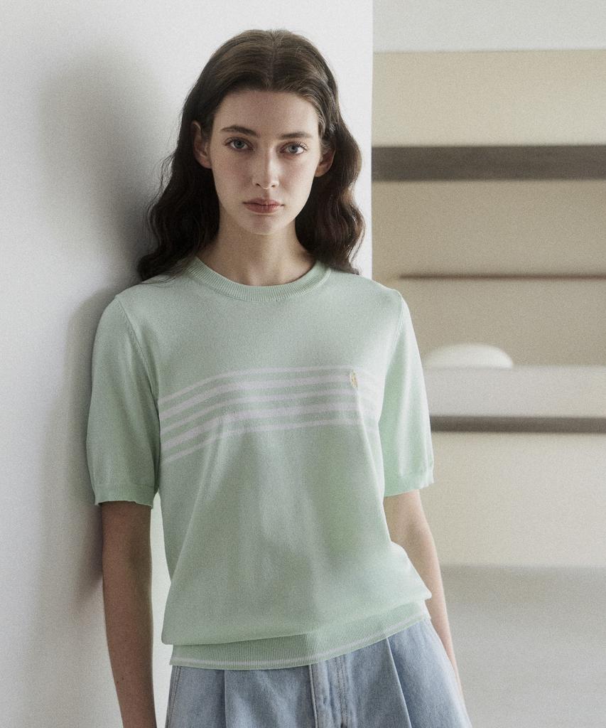Santamillanopollokeulleob Smpc Short Sleeve Round Neck Knit Mint