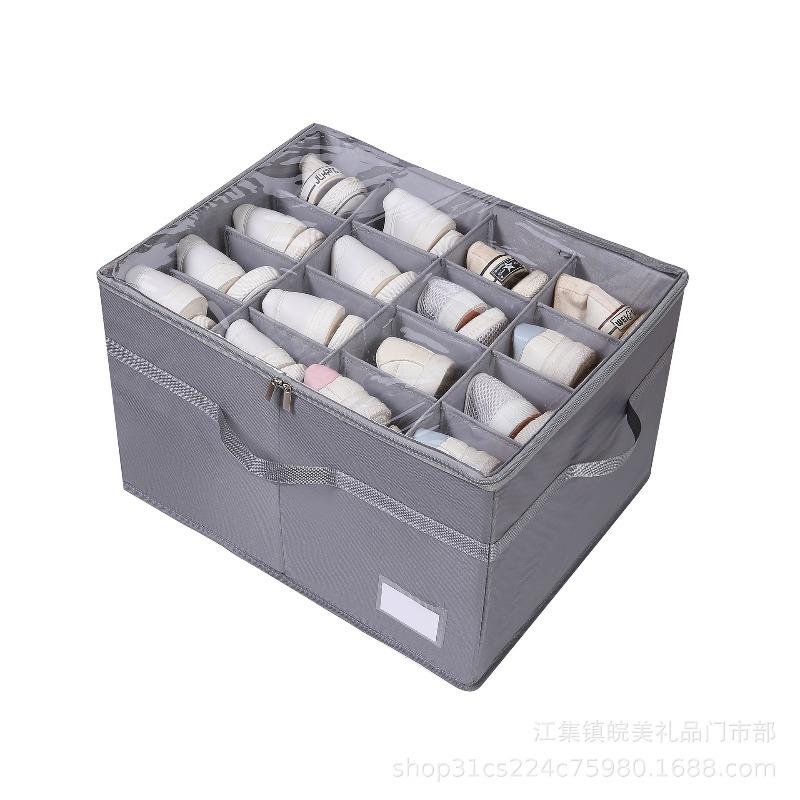 Shoe Storage Box 16-grid Shoe Box Multi-function Shoe Storage Box Transparent Storage Box Folding Shoe Box