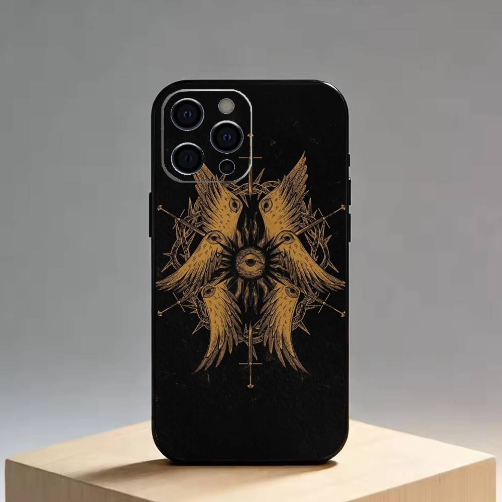 Mittelalterlich Retro Erzengel Luzifer Handyhülle Für iPhone 17, 16,15,14,13,12,11 Plus,Pro Max, Andere Weiche Schwarze Hülle