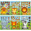 6 Sheets/Pack Cute Animal Face Stickers Diy Cartoon Animal Stickers Children'S Early Education Handmade Puzzle Stickers