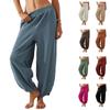 Damen elastische Taille Weite Beine Hosen Mehrfarbig Lässig Lockerer Schnitt Hosen