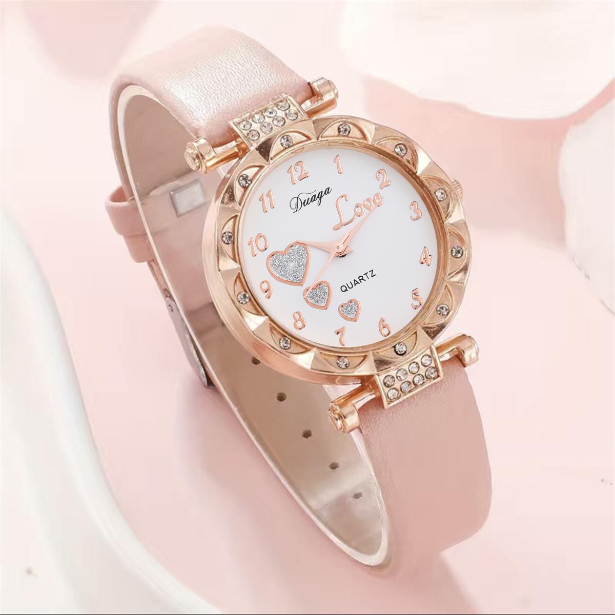 

Sweet round Dial Matte Belt Women s Quartz Watch with Pearl Butterfly Detail Rhinestone Jewelry Set - Fashionable Gift for Women