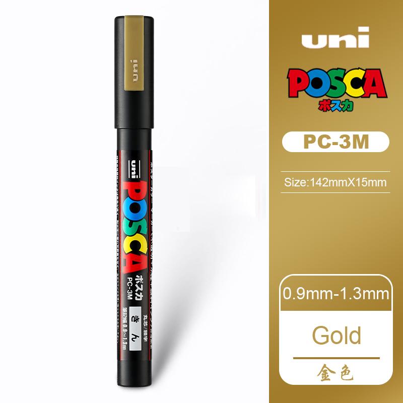 Japan Posca Posterfarbe Markierungsstifte, PC-1M/3M/5M Weiß/Schwarz/Gold/Silber Wasserdichte Farbstifte zum Zeichnen Malen stiften
