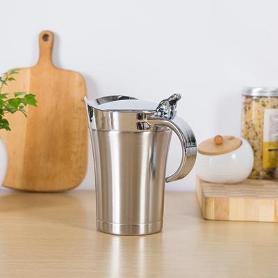 500/750ML Sauce Pot with Lid & Handle Leak-proof Double Insulated Gravy Boat Food Grade Stainless Steel Gravy