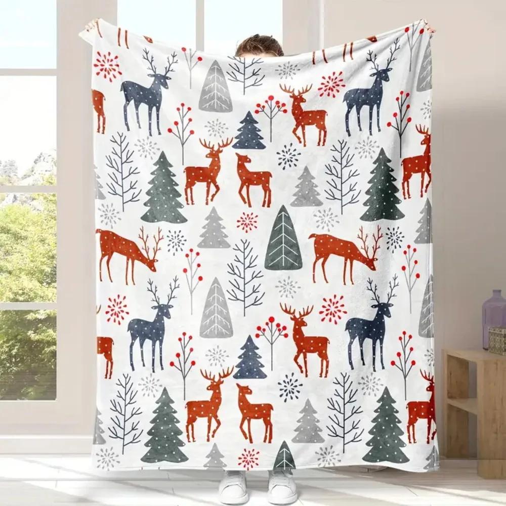 Cartoon Christmas digitalprinted polyester Bedroom velvet flannel cover blanket Fleece soft sofa cover blankets for beds
