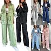 European and American Women's Fashion Two-Piece Set: Straight-Leg Trousers & Long-Sleeve Jacket with 3D Pockets 3035.