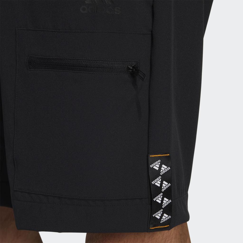 Adidas Solid Color Letter Logo Straight Leg Sports Shorts Men Bottoms Black HE7417