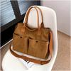 New Large-capacity Canvas Bag Women's Trendy Simple Strip Velvet Shoulder Messenger Bag Fashionable Portable Tote Bag