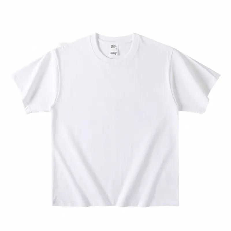 Highquality Xinjiang Cotton Heavy 250g Pure White Opaque Shortsleeved Tshirt Unisexs Casual Bottoming Shirt Top Unisexs Summer
