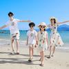 Chiffon Beach Outfits: Stylish Mother-Daughter Dresses for Family of Three or Four