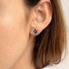 Milgrain Oval Cut Blue Star Sapphire Stud Earrings Vintage Blue Sapphire Halo Turtle Earrings Art Deco September Birthstone Pierced Earrings Women